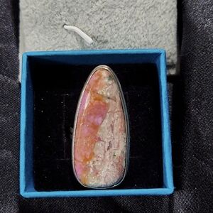 Size 10 1/4, Gorgeous, Long Pear-Shaped,  Boho-Chic Cobalt Calcite Ring